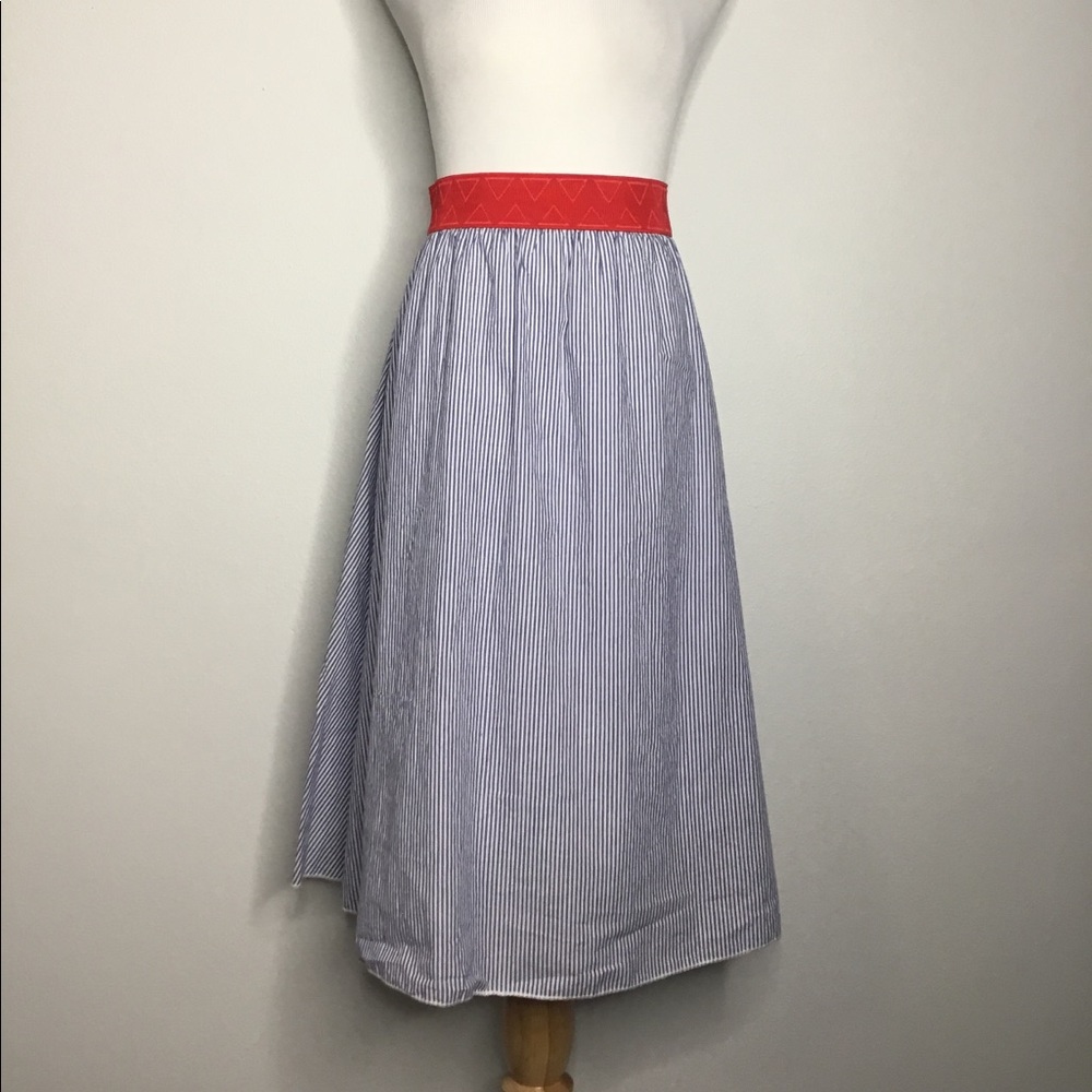 Red, White and Blue Cotton Midi Skirt